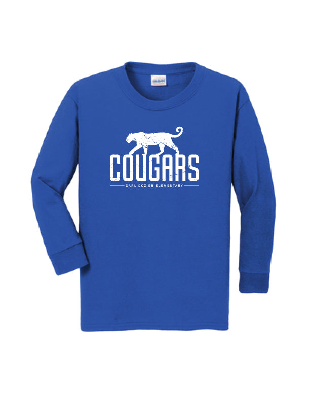 Youth Long Sleeve T-Shirt, Walking Cougar